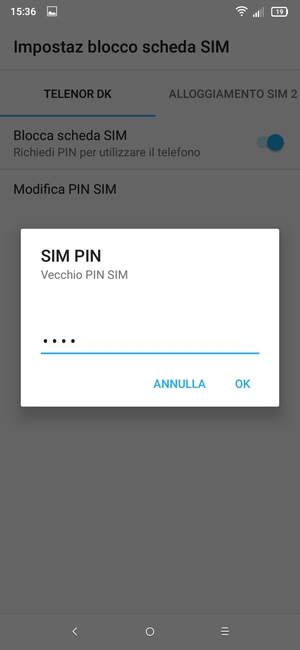 Inserisci Vecchio PIN SIM e seleziona OK