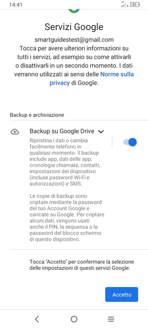 Seleziona Accetto