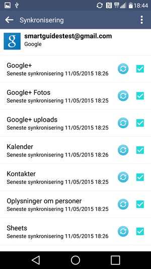 Dine oplysninger vil blive synkroniseret