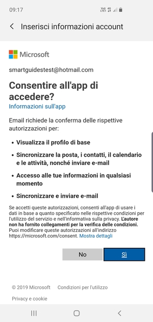 Seleziona Sì