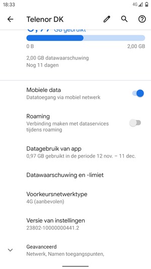 Scroll naar en selecteer Geavanceerd
