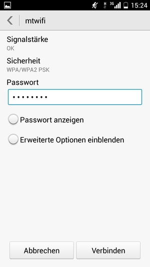 Geben Sie das WLAN-Passwort ein und wählen Sie Verbinden