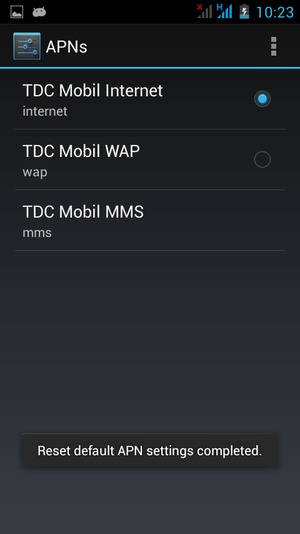 Your phone will reset to default Internet and MMS settings