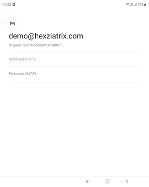 Seleziona Personale (POP3) o Personale (IMAP)