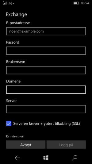 Skriv inn e-postadresse og passord