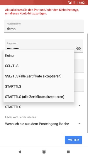 Wählen Sie Keiner und WEITER