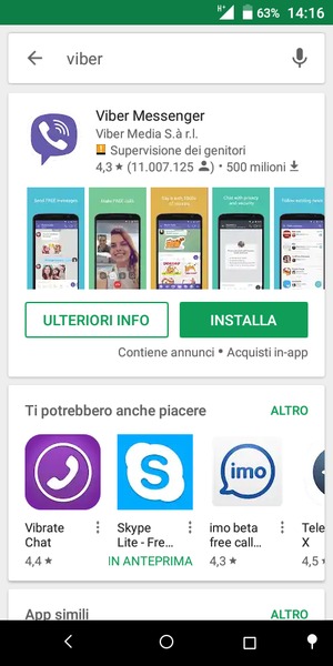 Seleziona l'applicazione