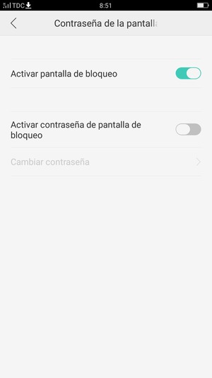 Active Activar contraseña de pantella de bloqueo