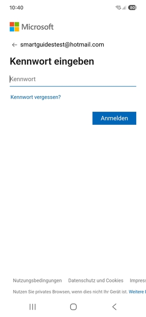 Geben Sie Ihre Passwort ein und wählen Sie Anmelden