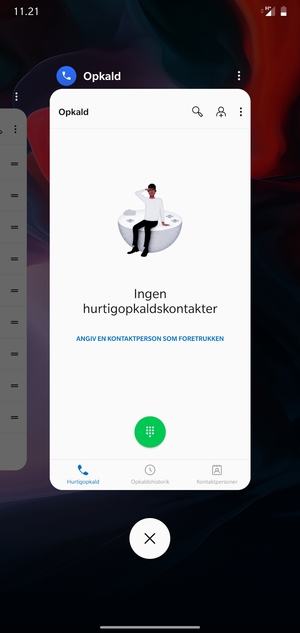 Vælg Slet-ikonet for at lukke alle åbne apps