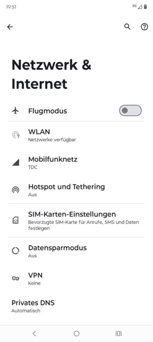 Wählen Sie Mobilfunknetz
