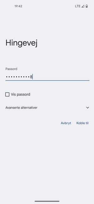 Skriv inn Wi-Fi-passord og velg Koble til