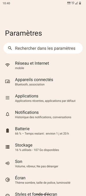 Sélectionnez Réseau et Internet