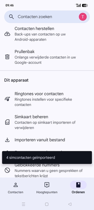 Uw contactpersonen worden opgeslagen naar uw Google-account en naar uw telefoon de volgende keer dat Google gesynchroniseerd wordt.