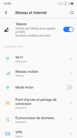 Sélectionnez Wi-Fi