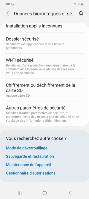 Faites défiler et sélectionnez Autres paramètres de sécurité