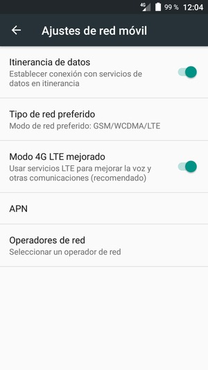 Activar o desactivar Itinerancia de datos