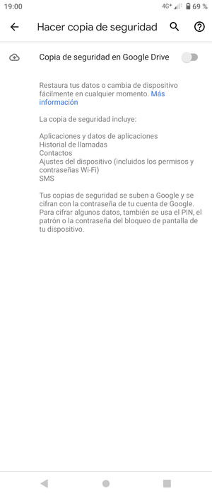 Active Copia de seguridad en Google Drive