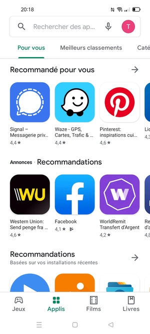 Sélectionnez la barre de Recherche