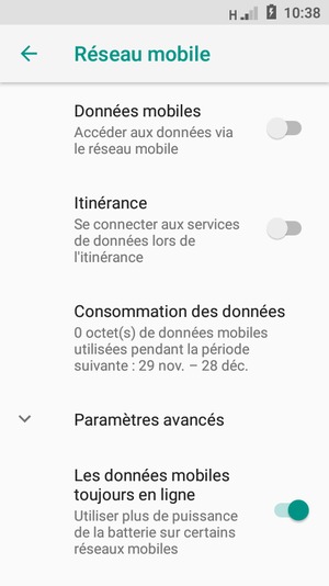 Sélectionnez Paramètres avancés