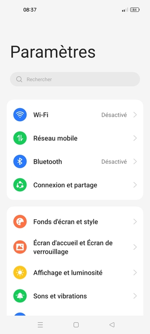 Sélectionnez Connexion et partage