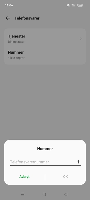 Skriv inn Talepost nummer og velg OK