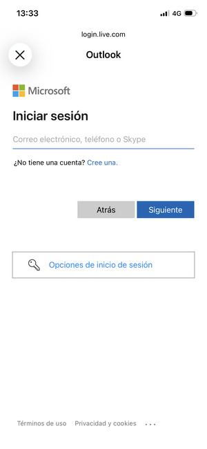 Introduzca su Dirección de correo electrónico y seleccione Siguiente