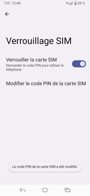 Votre code PIN de la carte SIM a été modifié