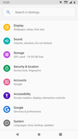 Scroll to and select Security & location