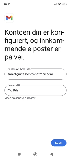 Gi kontoen din et navn, og skriv inn navnet ditt. Velg Neste
