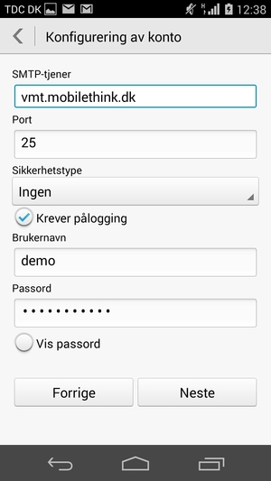 Skriv inn utgående serveradresse