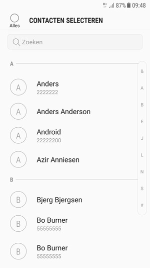 Vink het selectievakje Alles aan