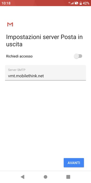 Disattiva Richiedi accesso e seleziona AVANTI