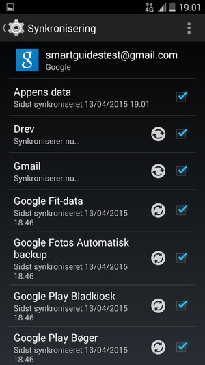 Dine oplysninger vil blive synkroniseret
