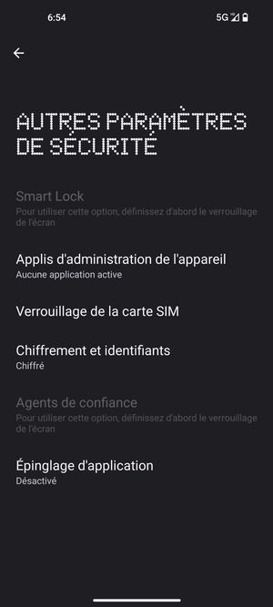 Sélectionnez Verrouillage de la carte SIM