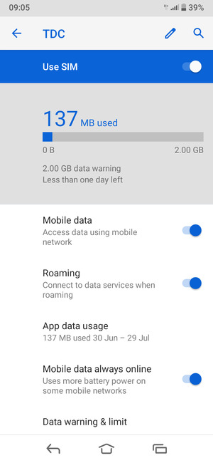 Turn Roaming on or off