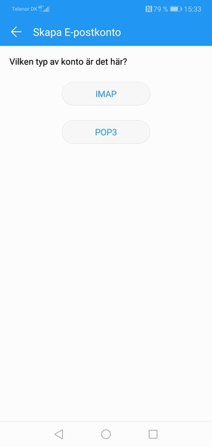 Välj IMAP eller POP3