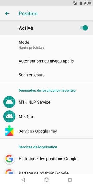 Désactiver le Position