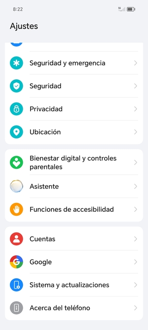Desplácese y seleccione Sistema y actualizaciones