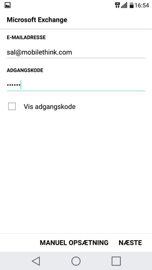 Indtast din e-mailadresse og adgangskode. Vælg NÆSTE