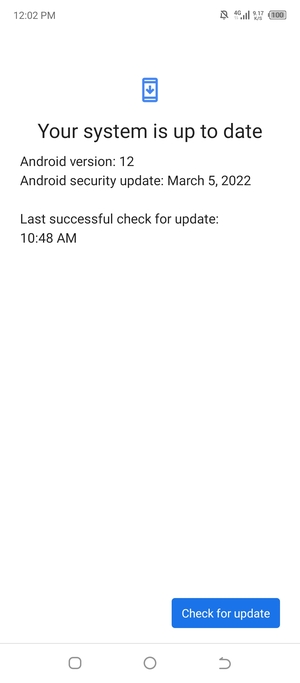 If your phone is up to date, you will see the following screen