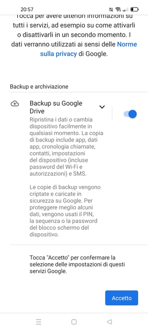 Seleziona Accetto
