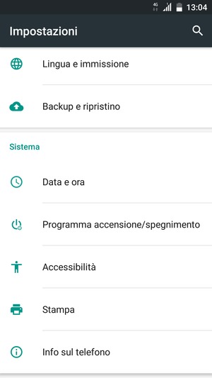 Scorri e seleziona Info sul telefono