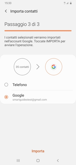 Seleziona Importa