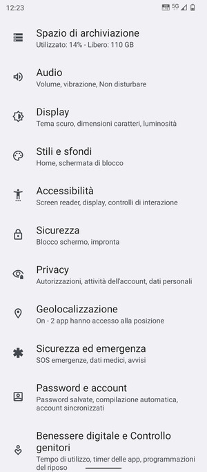 Scorri e seleziona Sicurezza