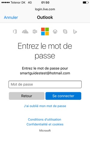 Saisissez votre mot de passe et sélectionnez Se connecter