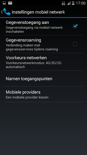 Om van netwerk te wisselen in geval van netwerkproblemen, selecteert u Mobiele providers