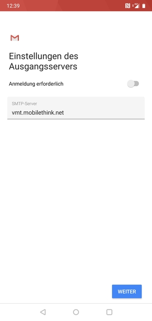 Schalten Sie Anmeldung erforderlich aus und wählen Sie WEITER
