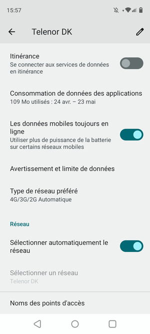 Faites défiler  et sélectionnez Noms des points d'accès