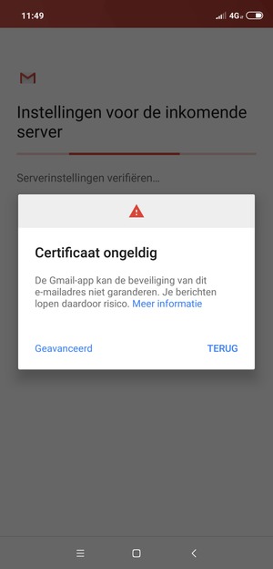 Selecteer TERUG